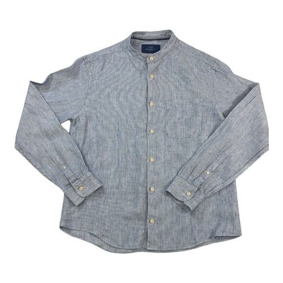 M&S Collection Other - M&S Collection Men’s Linen Striped Chambray  Mock Collar Shirt Size S